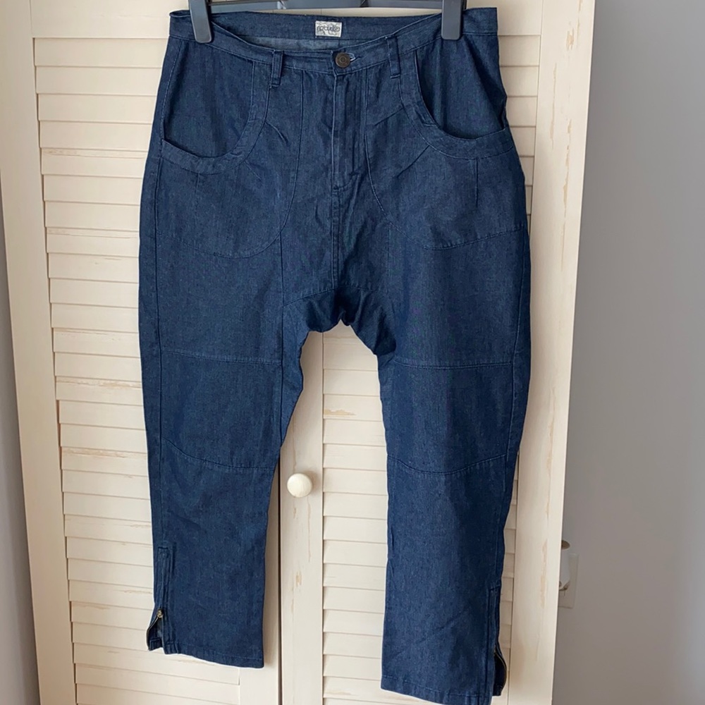 Harem light denim pants